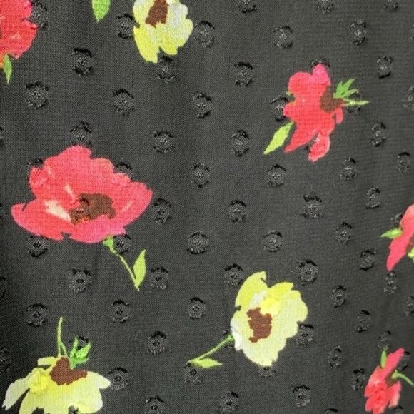 Chaps Black Floral Sleeveless Shift Dress Small Boho Work Party Classic - Picture 8 of 11